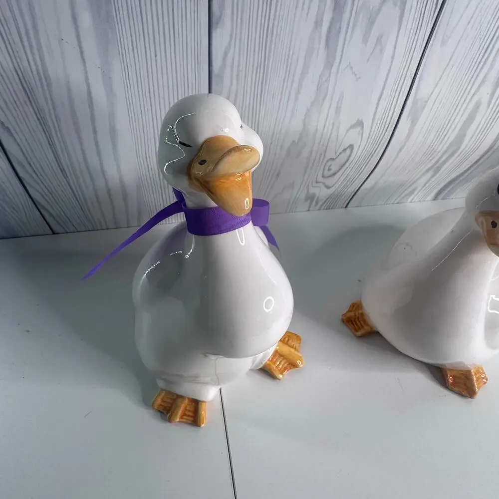Vintage Set of 2 Porcelain Duck Figurines 1980s Buena Park USA Country Decor USA